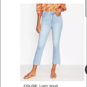 Loft Chewed Hem High Rise Kick Crop Jeans In Light Wash